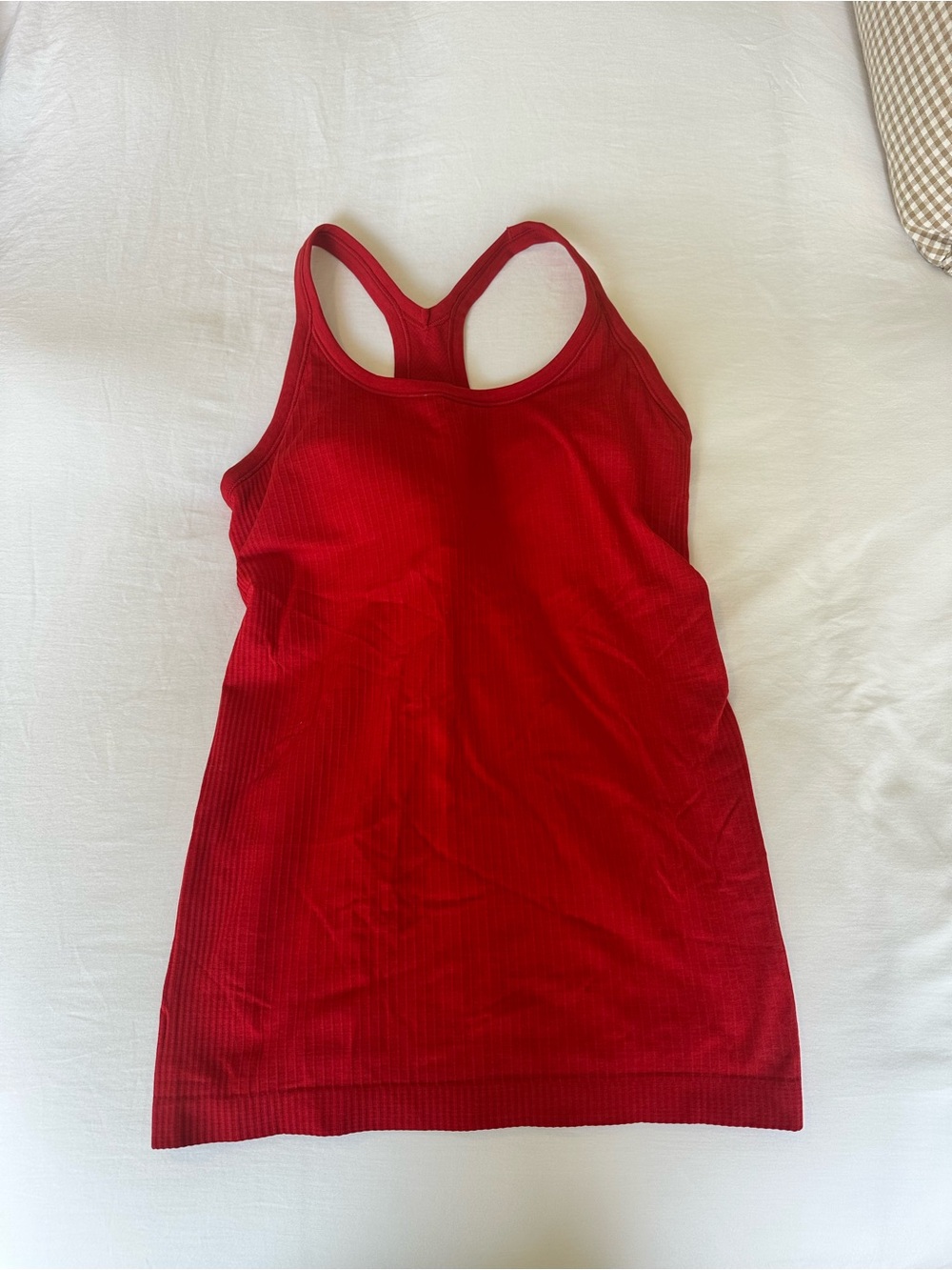 lululemon athletica Red Ribbed Ebb to street tank